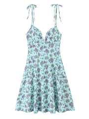 Solid Bow Strap Mini Dress