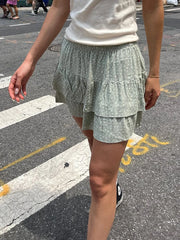Floral Print Elastic Waist Mini Skirt