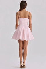 Spaghetti Strap Pleated Hem Mini A-line Dress