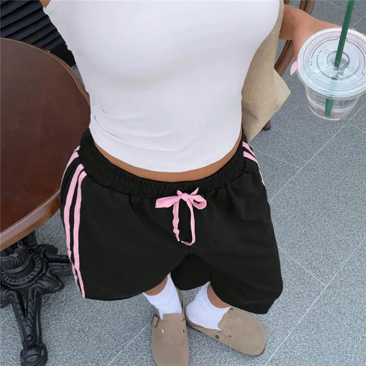Side Stripes Drawstring Capri Sweatpants