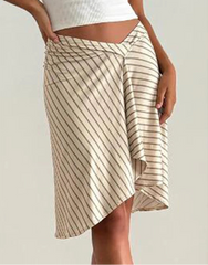Asymmetric Hem Patchwork Midi Skirt