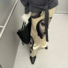Satin Face Printed Maxi Skirt