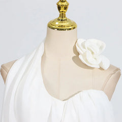 White 3d Floral Off-Shoulder Drape Top