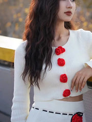 Long Sleeve 3d Flower Cardigan