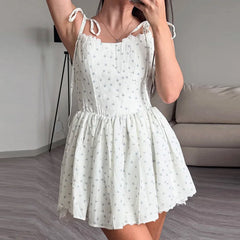 Floral Print Tie Up Mini Dress