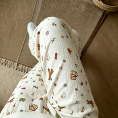 Cute Cartoon Elastic Waist Wide Leg Trousers