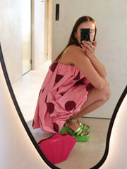 Sleeveless Polka Dot Puff Hem Mini Dress