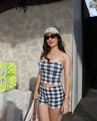 Black Checkered Cami Top And Shorts Set
