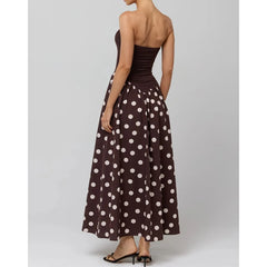 Polka Dot Hem Tank Patchwork Maxi Dress