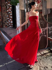 Red Strap Mesh Patchwork Maxi Dress