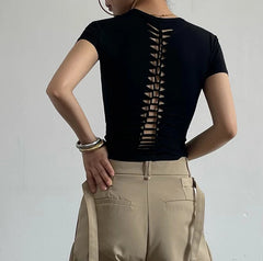 Back Cut Out Braided T-shirt