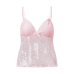 Lace Cami Sequin Sheer Top