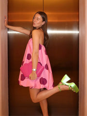 Sleeveless Polka Dot Puff Hem Mini Dress