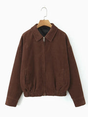 Brown Coudroy Zipper Jacket