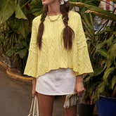 Cable Knit Round Neck Long Sleeve Sweater