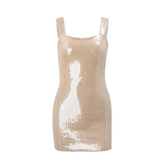 Square Strap Sequin Mini Dress