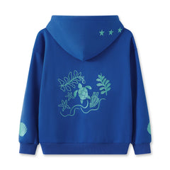 Beach Coral Embroidered Hooded Sweatshirt