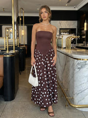 Polka Dot Hem Tank Patchwork Maxi Dress
