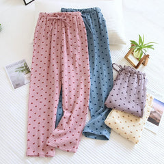 Cotton Heart Dotted Printed Drawstring Trousers