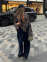 Plaid Asymmetrical Long Sleeve Shirt