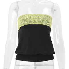 Black Lace Trim Tube Top