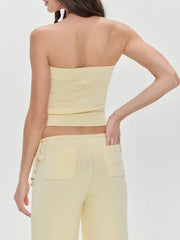 Ribbed Tube Top And High Waist Pants Set