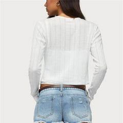 White Eyelet Jacquard Cami Top And Cardigan Two-Piece Set
