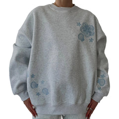 Embroidered Floral Graphic Sweatshirt