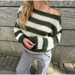 Striped Crew Neck Knit Sweater