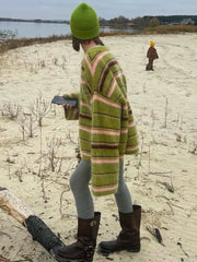 Green Striped Cardigan