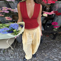 Lace-up V-Neck Tank Top