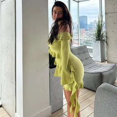 Ruffle Off Shoulder Short Dress