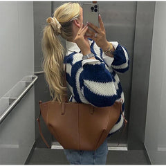 Striped Crew Neck Knit Sweater