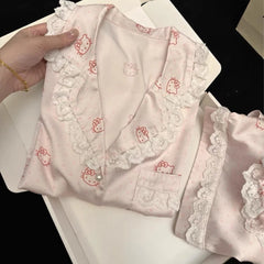 Pink Hello Kitty Ice Satin Shirt And Shorts Pajama Set