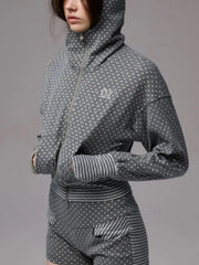 Polka Dot Stripe Zipper Hoodie
