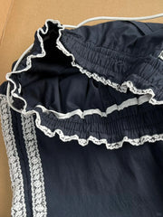 Blue Lace Side Patchwork Wide Leg Joggers