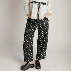 Polka Dot High Waist Multi Pocket Cargo Pants
