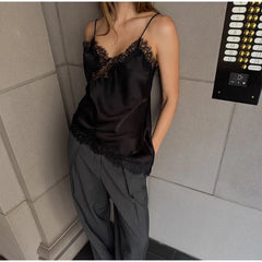 Satin Lace Patchwork Cami Mini Dress