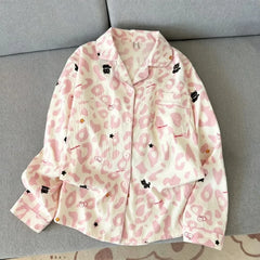 Cute Animal Print Long Sleeve Shirt And Pants Pajama Set