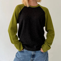 O-Neck Contrast Colour Long Sleeve Sweater