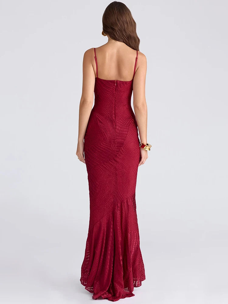 Red evening gown- back view