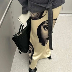 Satin Face Printed Maxi Skirt