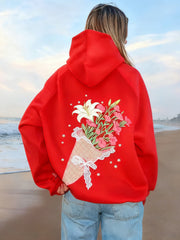 Bouquet Flower Print Hooded Sweatshirt