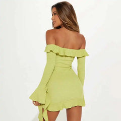 Ruffle Off Shoulder Short Dress