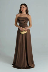 Satin Strapless Drape Maxi Gown