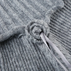 Grey Irregular Knitted Midi Skirt