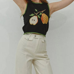 Knit Printed Cropped Vest