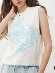 Jacquard Knitted Sleeveless Vest