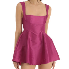 Satin Strap Bowknot Mini A-line Dress