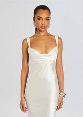 Mermaid Hem Open Back Cowl Strap Maxi Dress